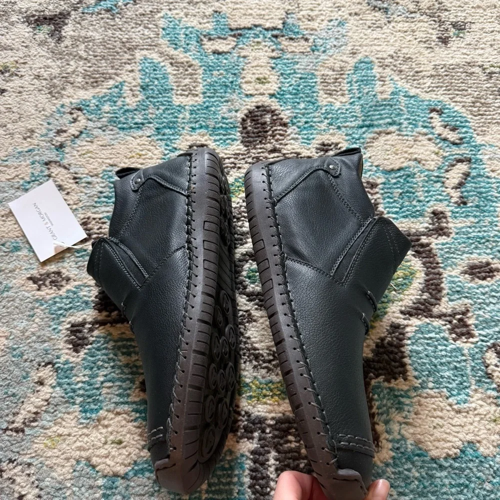 New Grant & Morgan Black Leather Boots Side Zip Comfort Shoes Men’s 12 EU 46